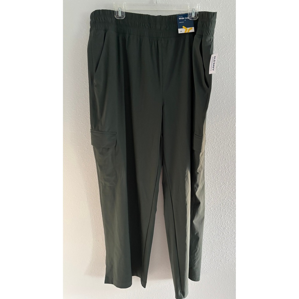 Old Navy Pants Womens 2XL Green Wide‎ Leg Cargo Pocket Travel Active Outdoor